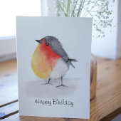 Watercolor Robin Birthday Card Karte
