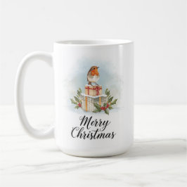 Watercolor Robin Gifts Holly Merry Christmas Kaffeetasse