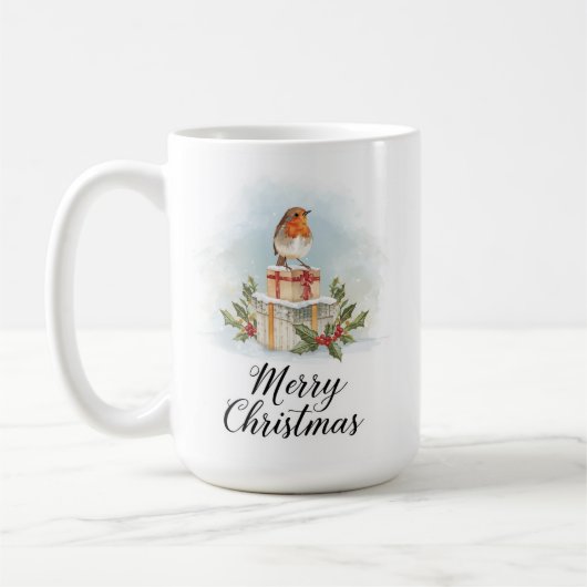 Watercolor Robin Gifts Holly Merry Christmas Kaffeetasse (Links)