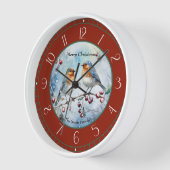 Watercolor Robins Christmas Wall Clock Uhr (Winkel)