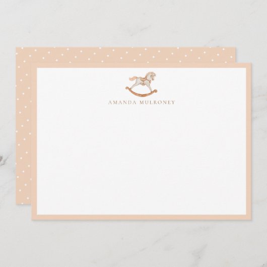 Watercolor Rocking Horse Baby Dusche Vielen Dank Mitteilungskarte (Vorne/Hinten)