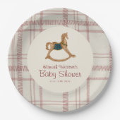 Watercolor rocking horse baby shower paper plates pappteller (Vorderseite)