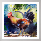 Watercolor Rooster Art Poster (Vorne)