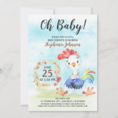 Watercolor Rooster Baby Dusche Farm Einladung (Vorderseite)