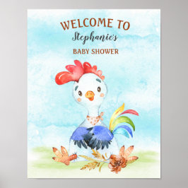 Watercolor Rooster Baby Showfarm Poster