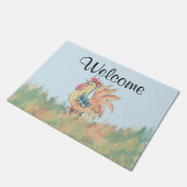 Watercolor Rooster Doormat Fußmatte (Schrägansicht)