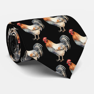 Watercolor Rooster Farm Animal Neck Tie Krawatte