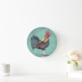 Watercolor Rooster Runde Wanduhr (Zuhause)