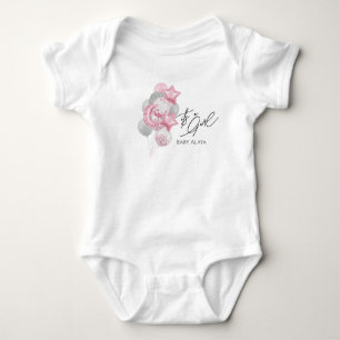 Watercolor-Rosa-Balloons Es ist ein Mädchen Baby Strampler