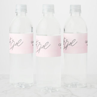 Watercolor-Rosa-Balloons-It's-a-Girl-Baby-Shower Wasserflaschenetikett