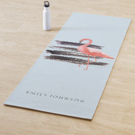 Watercolor-rosa Flamingo personalisiert Yogamatte
