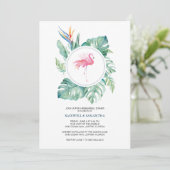 Watercolor-rosa Flamingo-Proben-Abendessen Einladung (Stehend Vorderseite)