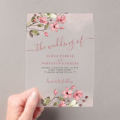 Watercolor Rosa florale elegante Drehbuch Boho Hoc Acryleinladungen (Insitu (Handheld))