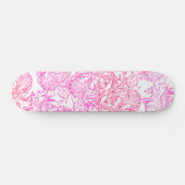 Watercolor rosa handgemalte Blumenmuster Skateboard (Horizontal)