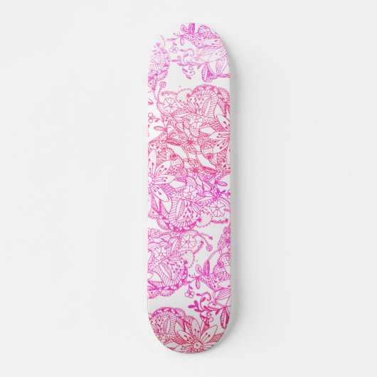 Watercolor rosa handgemalte Blumenmuster Skateboard (Vorne)