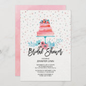 Watercolor-Rosa-Kuchen-Brautparty-Einladung Einladung (Vorne/Hinten)
