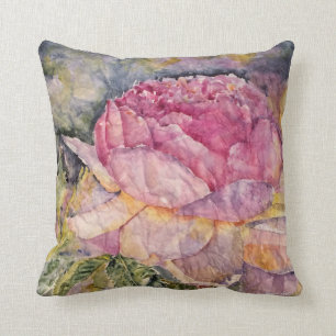 Watercolor-rosa Rosen-Blütethrow-Kissen Kissen