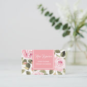 Watercolor-rosa Rosen Visitenkarte (Stehend Vorderseite)