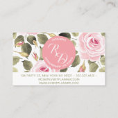 Watercolor-rosa Rosen Visitenkarte (Rückseite)