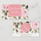 Watercolor-rosa Rosen Visitenkarte (Vorne/Hinten)