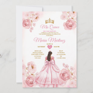 Watercolor Rosa Schleifenbögen Mis Quince Einladung