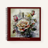 Watercolor Rosa semperflorens Notebook Notizblock (Vorderseite)