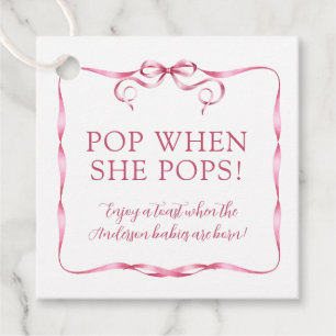 Watercolor-Rosaband Pop When She Pops  Geschenkanhänger