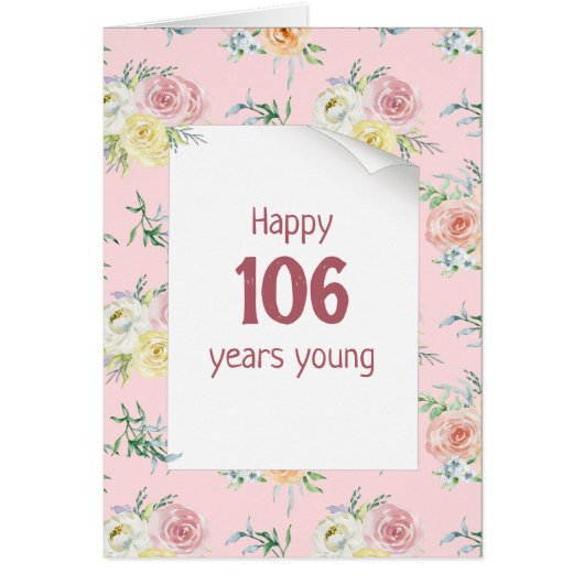 Watercolor Rose 106th Birthday Card (Vorne)