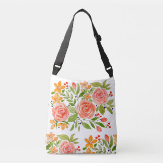 Watercolor Rose Bouquet Bag Tragetaschen Mit Langen Trägern