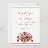 Watercolor Rose Bouquet Einladung zur Hochzeit (Vorderseite)