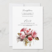 Watercolor Rose Bouquet Einladung zur Hochzeit (Rückseite)