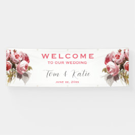 Watercolor Rose Bouquet Wedding Banner