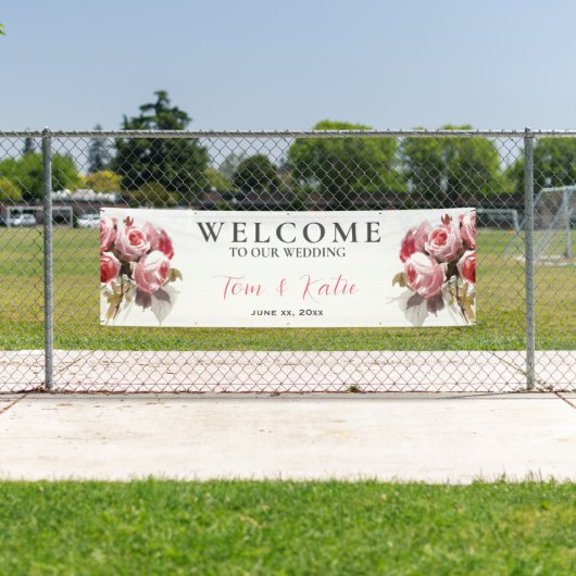 Watercolor Rose Bouquet Wedding Banner (Insitu)