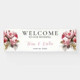 Watercolor Rose Bouquet Wedding Banner