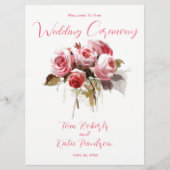 Watercolor Rose Bouquet Wedding Programm (Vorderseite)