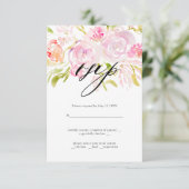 Watercolor Rose bouquet Wedding RSVP Karte (Stehend Vorderseite)