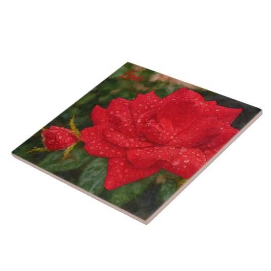 Watercolor Rose Fliese (Seite)