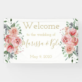 Watercolor Rose Garden Wedding Willkommensbanner Banner