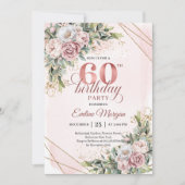 Watercolor Rose Gold Eucalyptus 60th Birthday  Einladung (Vorderseite)