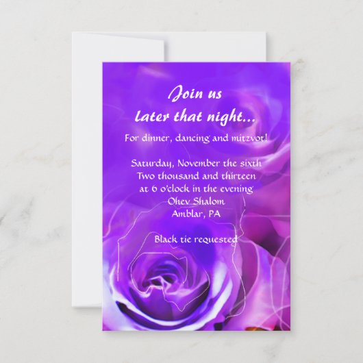 WATERCOLOR ROSE NEON Bat Mitzvah Party Card Einladung (Vorderseite)