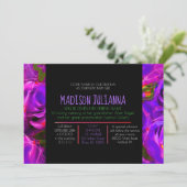 WATERCOLOR-ROSE NEON Juwish Baby Naming Einladung (Stehend Vorderseite)