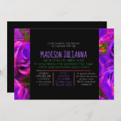 WATERCOLOR-ROSE NEON Juwish Baby Naming Einladung (Vorne/Hinten)