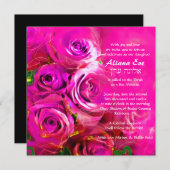 WATERCOLOR ROSE PINK NEON Bat Mitzvah Einladung (Vorne/Hinten)