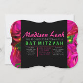 WATERCOLOR ROSE PINK NEON Bat Mitzvah Einladung (Vorderseite)