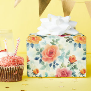Watercolor Rose Wrapping Paper Rolle Geschenkpapier