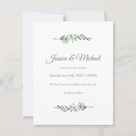 Watercolor Rosemary Einladung (Vorderseite)