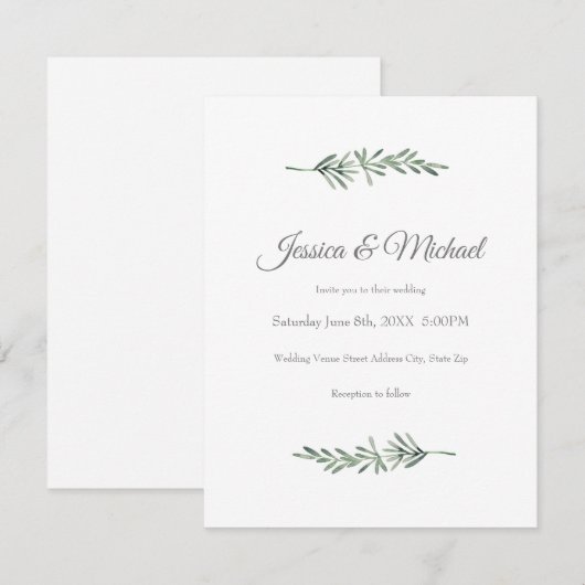 Watercolor Rosemary Einladung (Vorne/Hinten)