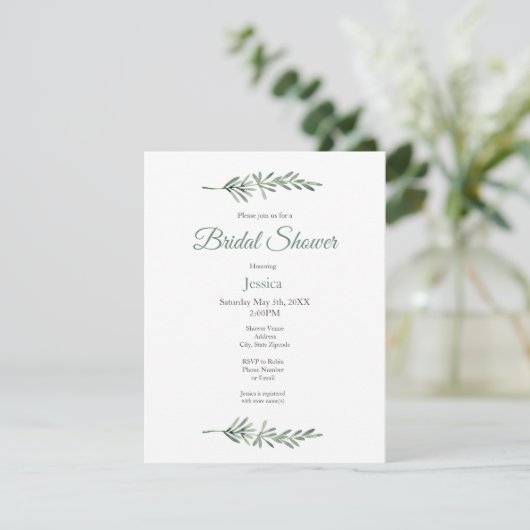 Watercolor Rosemary Einladung (Stehend Vorderseite)