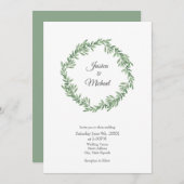 Watercolor Rosemary Wreath Einladung (Vorne/Hinten)