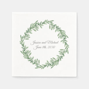 Watercolor Rosemary Wreath Serviette